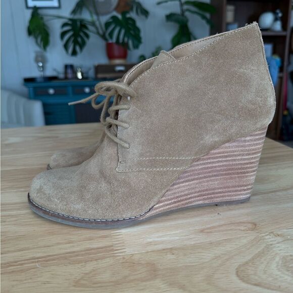 Lucky Brand Shoes - Lucky Brand Tan Suede Wedge Booties